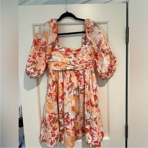 Abercrombie & Fitch Ruched Bodice Puff Sleeve Mini Dress